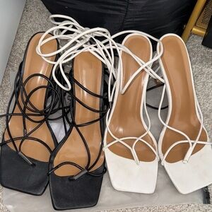 Elegant Black and White Strappy Heels